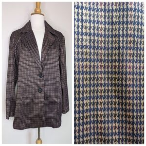 Avec Les Filles S/M Houndstooth LomglineKnit 2 Button Oversized Blazer